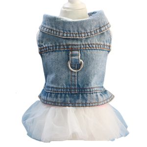 Zomerhondenkleding Deim jeans vest rok kat puppy jurk Yorkie Pomeranian Maltese poedel bichon frise pet kleding kleding 240429