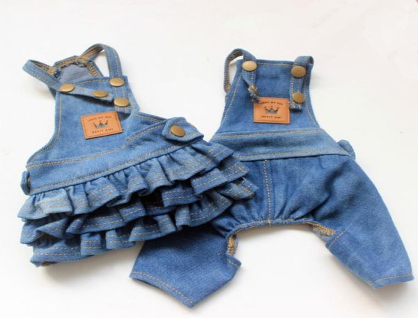 Été chien vêtements Denim jean chien robe combinaison manteau veste garçon fille chien vêtements Couple animal tenue chiot Costume salopette 220417409654