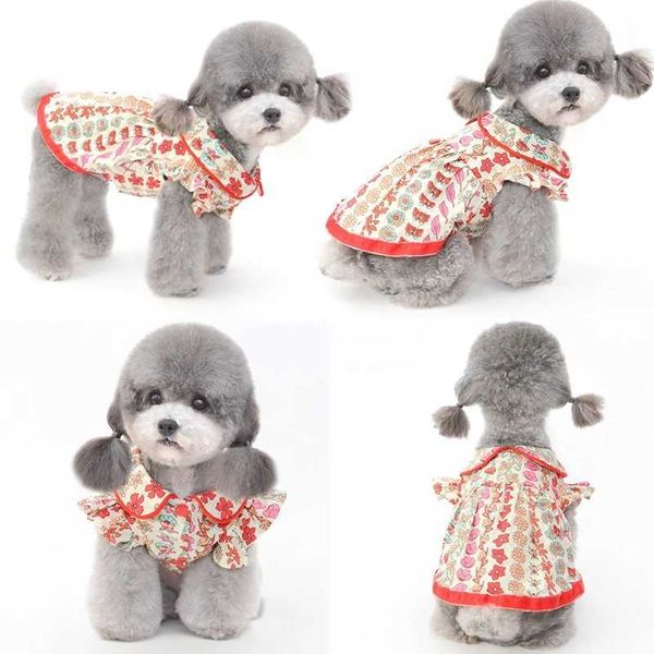 Sommer-Hundekleidung, rot bedrucktes Kleid, Welpenrock, Yorkshire, Chihuahua, Shih Tzu, maltesischer Zwergspitz, Bichon-Pudel, Haustier-Katzen-Kleidung