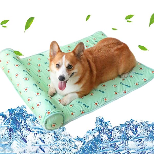 Mat de chien d'été Natation refroidissante lits de chien respirant pour chats chiens couchage de glace de glace portable avec oreiller petit chien refroidissement tapis 240423