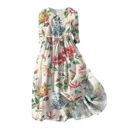 Robe d'été Bohemian Style Imprimé floral Midi avec détail de lacep Aline Silhouette pour les femmes printemps 240412