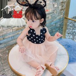 Robe d'été pour bébé fille polka dot anniversaire fête princesse robes enfants vêtements mode enfant en bas âge costume 1 à 4 ans 240326