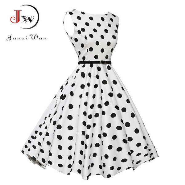 Robe d'été Vintage Rockabilly Rétro Swing Polka Dot Pinup Longue Audrey Hepburn SundressPlus Taille Robes 210625