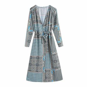 Zomerjurk vrouwen lange mouwen midi jurk elegante casual mode chique dame vintage jurken vrouwen robe femme 210709