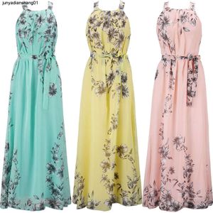 Zomerjurk dames Boheems gedrukt chiffon strand lang