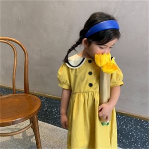 Robes d'été pour filles Vêtements pour enfants Style coréen Navy Kid Baby Dress 210528