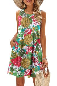 Zomerjurken voor vrouwen Designer Jurk Strand Draag kleurrijk gedrukte S-2xl lange jurk Boheemse mouwloze dames Summer Beach Sundress Luxe kleding Damesjurken