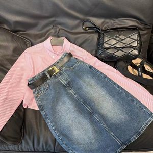 Summe jeans rok Luxe vestidos Largos jas ronde hals luxe merk Elegantes Senior Stylist Street Style Casual rok biologisch katoen denim stof sportkleding