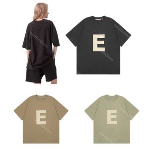 Summer E Lettres imprimées Tide T-shirt à manches courtes décontractées Couples avec FOG Composé Ligne Huitième saison Fashion Loose Half-Sheeves