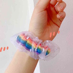 Zomer Elastische Mesh Scrunchie Rubber Band Kawaii Lace Rainbow Dot Star Paardenstaart Houder Ring Touw Organza Haaraccessoires