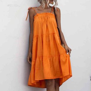 Été élégant Sexy plage Midi Vintage robe femmes mode sangle dames licou Boho robe femmes Vestidos dentelle gâteau robe 210514