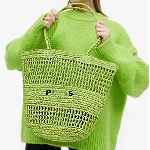 Sac à main d'été tissé en herbe ajourée avec lettres brodées pour femmes, sac Bogg de grande capacité, sacs à bandoulière faits à la main