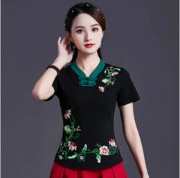 Broderie d'été de style ethnique pour femmes chemises pour femmes t-shirts y2k tops vintage femme vêtements mode décontracté élégant 240506