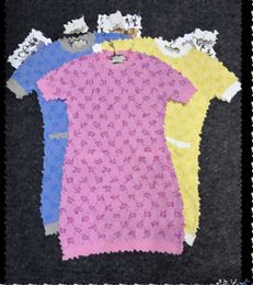 Tshirt de broderie d'été pour femmes lettres de vêtements imprimées O-cou t-shirt à manches courtes Femme Femme Crop Top 100% coton Tee T-shirt à manches courtes