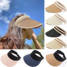 Zomer Lege Zonnehoed Anti-Uv Vrouwelijke Outdoor Vizier Cap Casual Schaduw Hoed Stro Brede Grote Rand Strand Zonnehoed Dame 220701