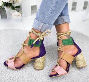 Été Espadrilles Femmes Sandales Heel pointu poisson bouche femme Lace Up Women Platform Sandals High Heels Chaussures femme8130973