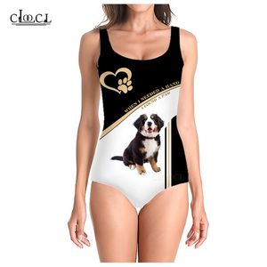 Zomer est Grote Zwitserse Sennenhond 3D Print Mouwloze Sexy Vrouwen Badpak Mode Badpak Strand Badmode W220617