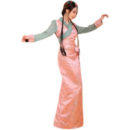Zomer etnische kleding vrouwen Tibet -stijl cheongsam jurk vrouwelijke vintage kostuum dames elegante Aziatische jurk