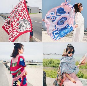 Summer Ethnic Style Spring Spring Foulard Femmes Grand Taille Longues Écharpes Femme Coton Sunscreen Châle Écharpes Soie Soie Unisexe Serviettes de plage