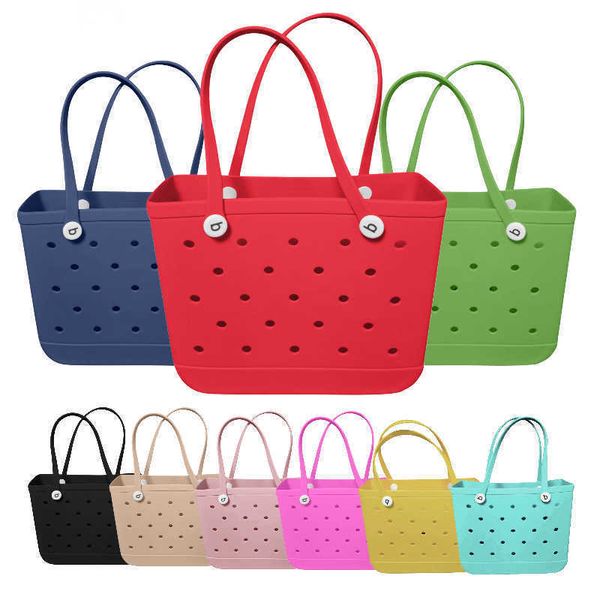 Sacs de plage Eva d'été femmes panier sacs sac fourre-tout en silicone avec trous pochette respirante sacs à provisions stockage 38/48cm 230320