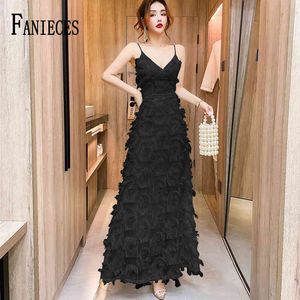 Soirée d'été femme noir blanc robes longue Spaghetti sangle Sexy formelle robes de soirée élégante femme robe femme 210520