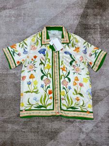 Chemises d'été imprimées exquises pour hommes, 100% soie, chemises de luxe de styliste, taille américaine