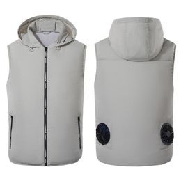 Zomerventilator uitgeruste kleding UV-bestendig koelvest voor heren 5V USB Powered Air Conditioned Coat Summer Cooling Mouwloos 211119