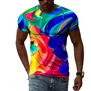 Zomer Mode Abstracte Kleur Grafische T-shirts Voor Mannen Casual 3D Print Tee Hip Hop Harajuku Persoonlijkheid Ronde Hals korte Mouw 240318