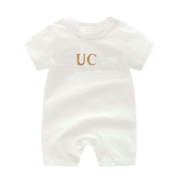 Vêtements d'été en coton à manches courtes pour bébé de 0 à 24 mois, barboteuse de marque avec lettres, blanc, rose, pour nouveau-né, garçon et fille