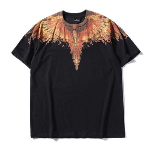 Marque de mode d'été MB Marcelo à manches courtes Marcelo classique T-shirt Phantom Wing Color Feather Lightning Blade Couple Half T-shirtprxf