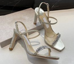Été marque de mode Meira sandales chaussures femmes cristal embelli pompes à lanières féminin talon aiguille robe de soirée mariée robe de mariée Sandalias EU35-43.BOX