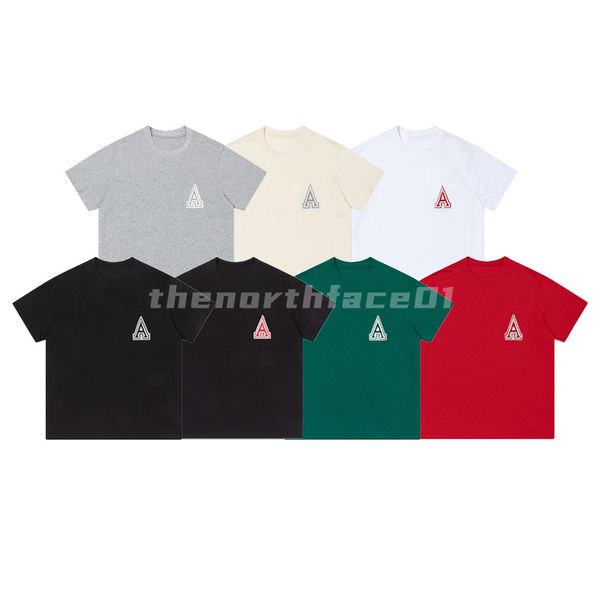 Marca de moda de verano Camiseta para hombre Letra de lujo Bordado de corazón grande Camiseta suelta de manga corta Cuello redondo Top para mujer Negro Blanco Verde Gris Rojo Albaricoque