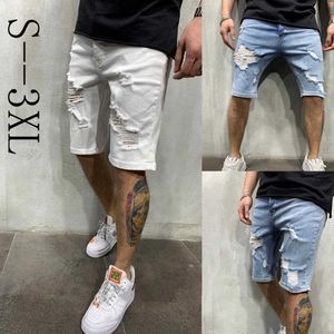 Zomer mode casual slim fit heren stretch korte jeans hoge kwaliteit elastische denim shorts 210622