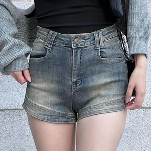 Zomer mode casual stretch merk vrouwelijke vrouwen meisjes hoge taille denim shorts 240418