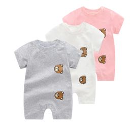 Ropa de moda de verano, mono estampado de manga corta, peleles para recién nacido, niño y niña, 3-24 meses