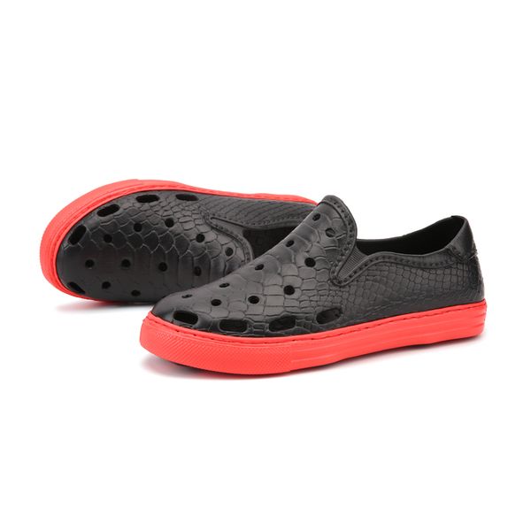 Été mode découpe hommes chaussures de course bleu noir gris orange plage trou respirant pantoufles hommes sandales décontractées