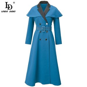 Summer Fashion Designer Office Lady Noir Long Pardessus Outwear Femmes manches Élégant Trench Coat 210522