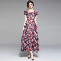 zomermode elegante vrouwen bloemenprint zeemeerminjurken lange prom feestjurk n vintage bodycon maxi-jurk 210531
