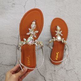 Zomer mode gladiator sandaal plat met comfort glanzende diamant vrouwelijke sandalen open teen Romeinse casual flip flops vrouwen schoeisel 1010