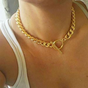 Zomer mode Hoge kwaliteit 9 mm Cubaanse linkketen Toggle Clasp goud kleur trendy Europese vrouwen choker ketting hanger kettingen208m