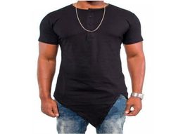 Zomer mode Hip Hop T -shirt Katoen Korte Mouw Man Asymmetric Denim T -shirts Tops TEES2720503