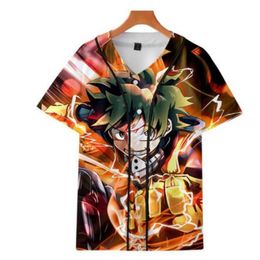 Mode d'été Hommes Jersey Rouge Blanc Jaune Multi 3D Imprimer Manches Courtes Hip Hop Lâche T-shirts Baseball T-shirt Cosplay Costume 079