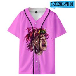 Mode d'été Hommes Jersey Rouge Blanc Jaune Multi 3D Imprimer À Manches Courtes Hip Hop Lâche T-shirts Baseball T-shirt Cosplay Costume 041