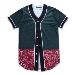 Verano moda hombres Jersey rojo blanco amarillo Multi 3D estampado manga corta Hip Hop suelta camisetas béisbol camiseta Cosplay disfraz 080