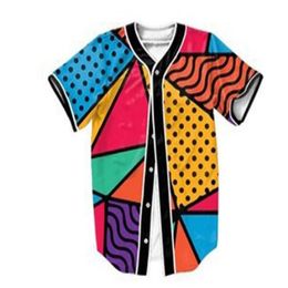 Zomer Mode Mannen Jersey Rood Wit Geel Multi 3D Print Korte Mouw Hip Hop Losse Tee Shirts Baseball T-shirt Cosplay Kostuum 026