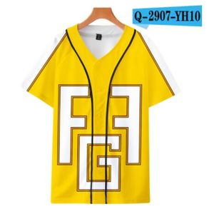 Moda de verano Hombres Jersey Rojo Blanco Amarillo Multi Impresión 3D Manga corta Hip Hop Camisetas sueltas Camiseta de béisbol Traje de cosplay 058