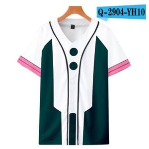 Zomer Mode Mannen Jersey Rood Wit Geel Multi 3D Print Korte Mouw Hip Hop Losse Tee Shirts Baseball T-shirt Cosplay Kostuum 056