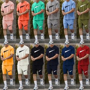 Zomermode heren- en damesshorts sportkledingset korte mouwen 100% puur katoen T-shirt bedrukte shorts herenpak herenmerkkleding tweedelige set