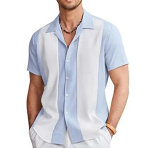 Men de mode d'été chemise décontractée vintage hawaïen à manches courtes à manches courtes en vrac pour 3D Vêtements pour hommes à rayures imprimées 240401