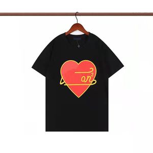 Moda de verano para hombre, camiseta con patrón de amor, estampado de letras, cuello redondo, algodón, camisas de manga corta para hombre, jersey suelto, deportes, ocio, transpirable, camiseta para mujer Simple